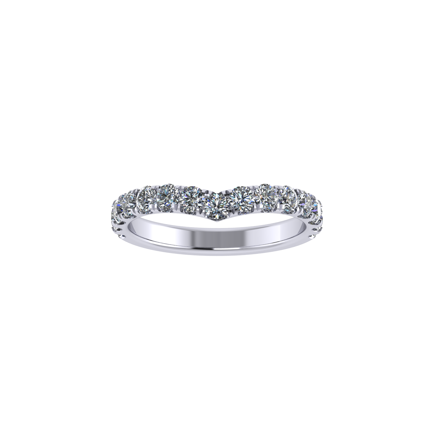 2.5mm V-shaped Diamond Pave Half Eternity Ring in 18K Gold | ZCOVA