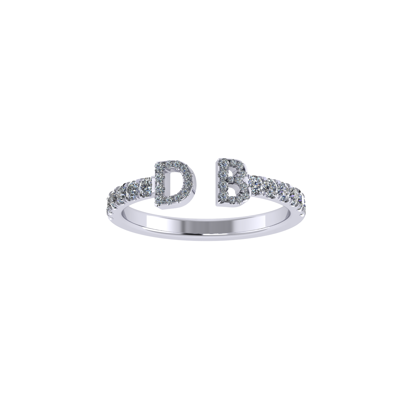 Alphabet Ring With Pave Diamonds