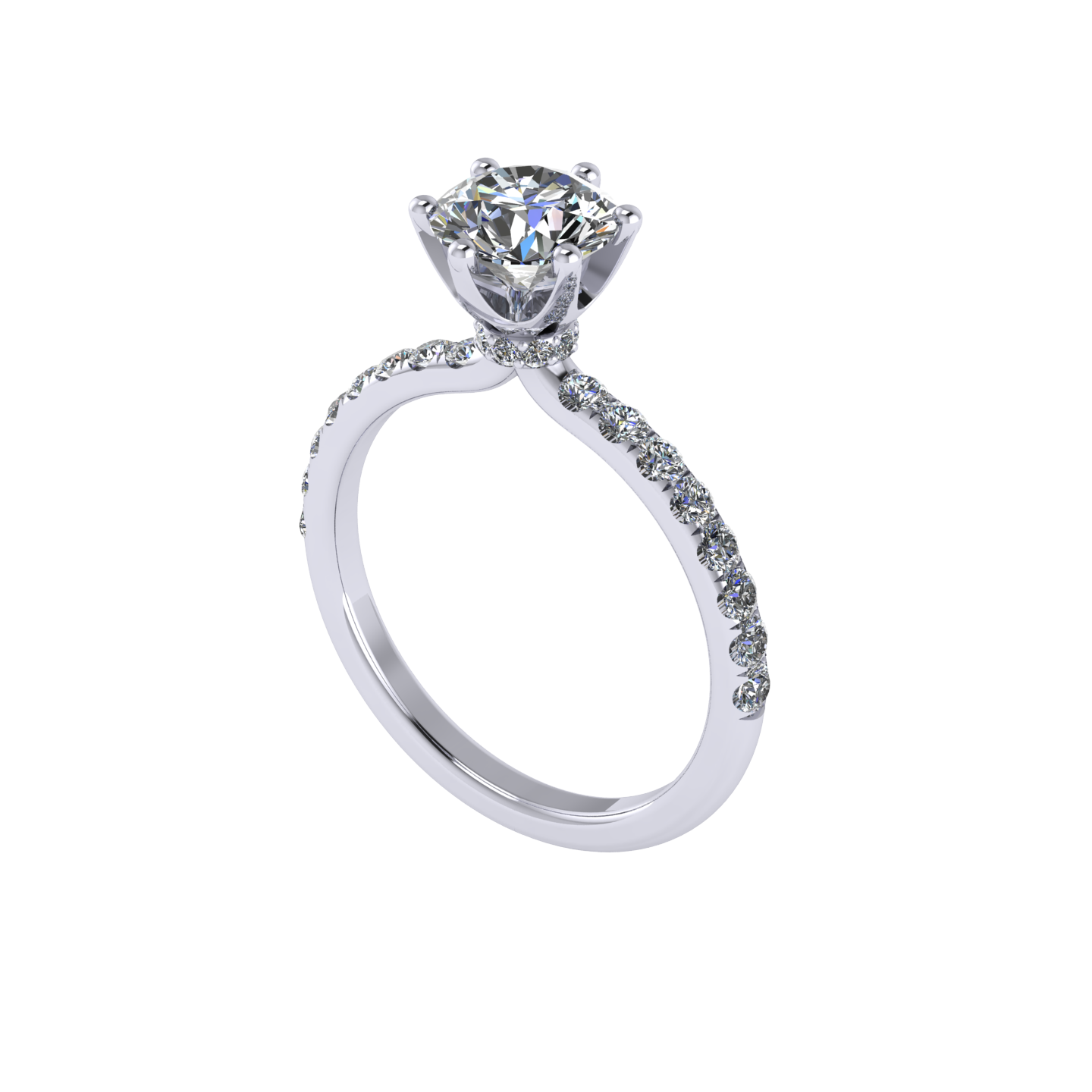 Lia Pave 6 Prongs Engagement Ring