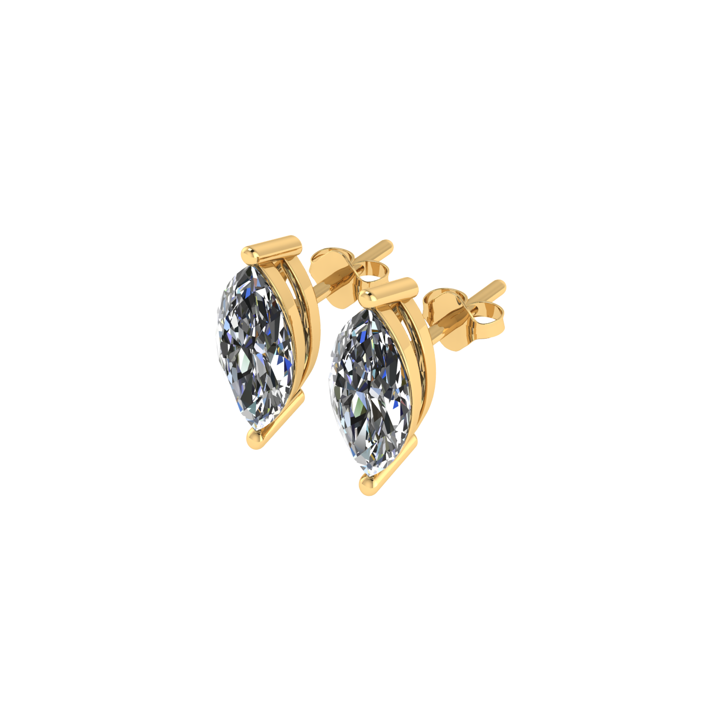 Four Prong Earring Settings (Round) in Yellow Gold