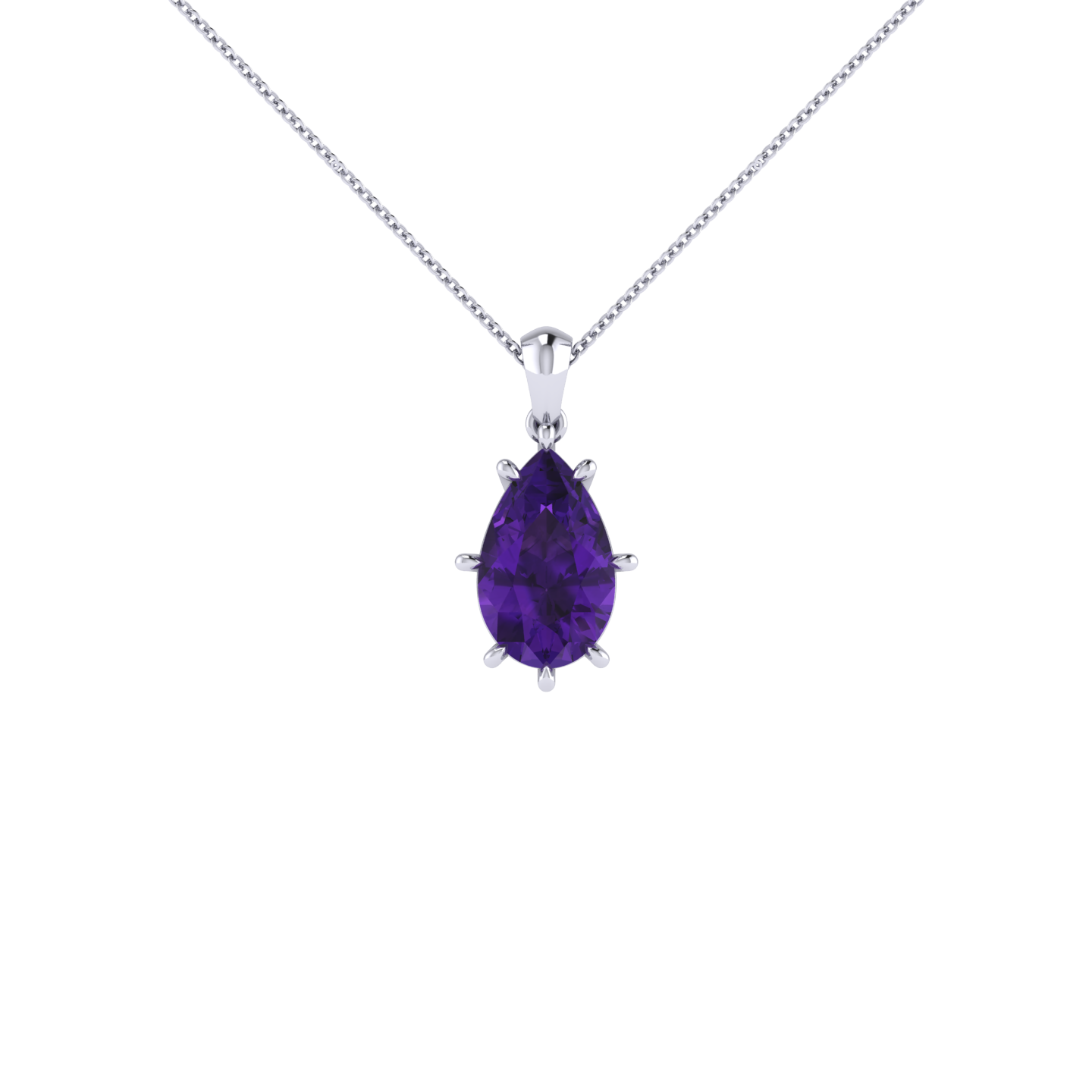 14k Solid Gold Diamond and Amethyst Necklace, February Birthstone Neck
