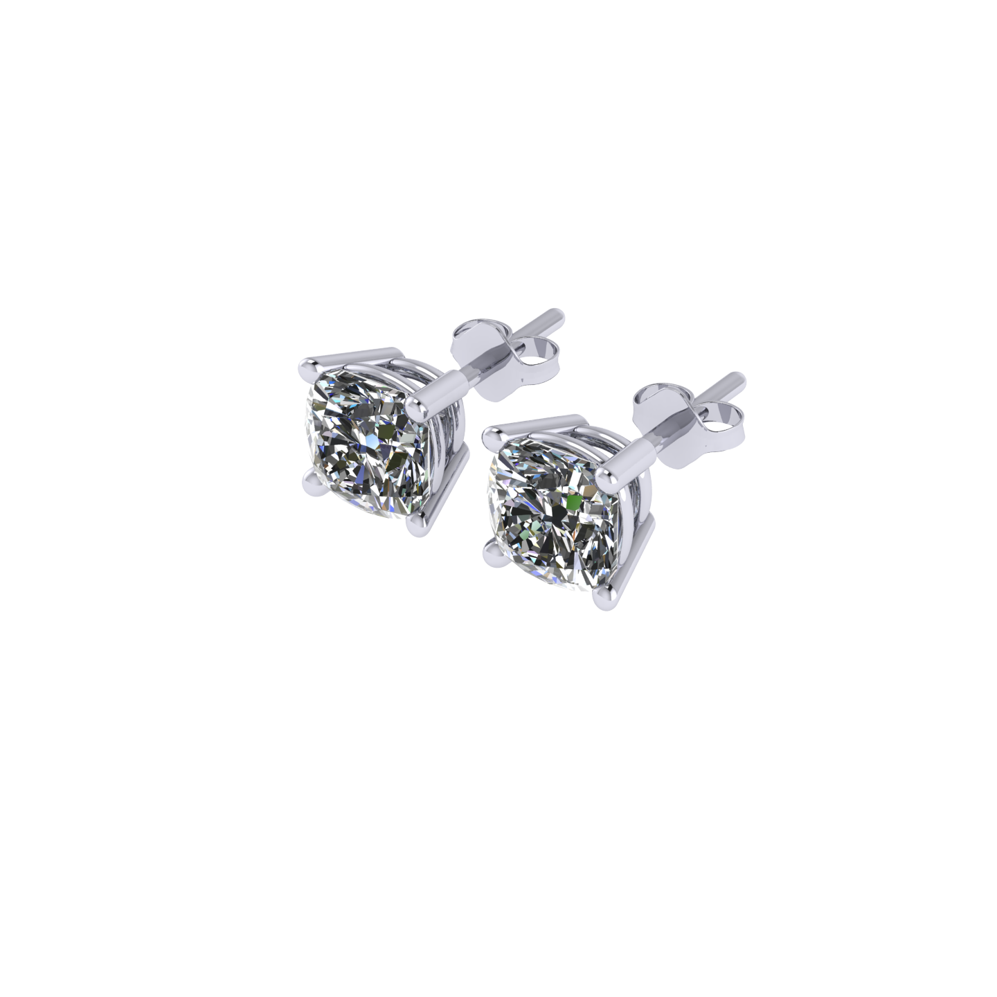 Stud Earrings Setting for Square Cushion Diamond in 18K Gold ZCOVA