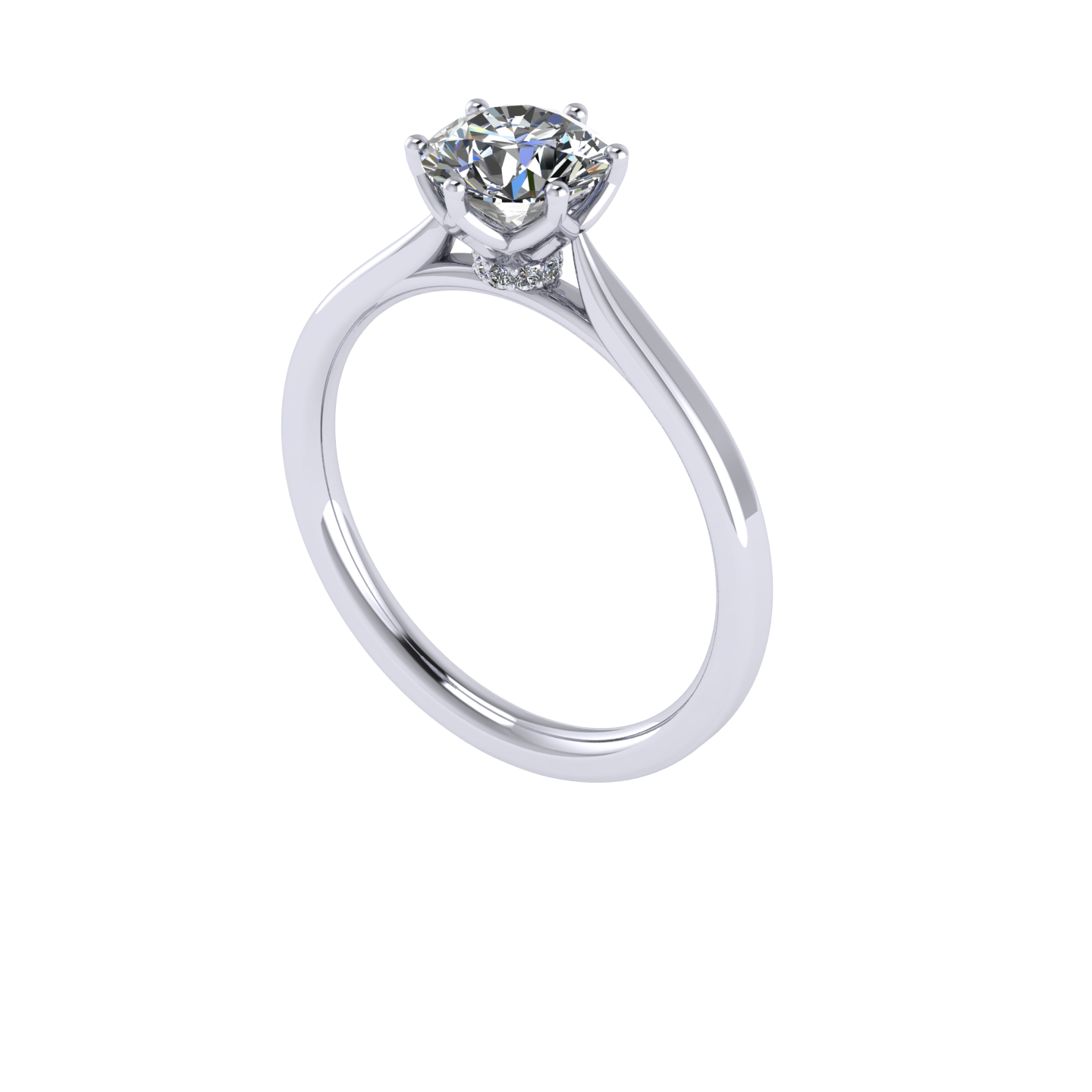Tall Tulip Cathedral 6 Prong Engagement Ring