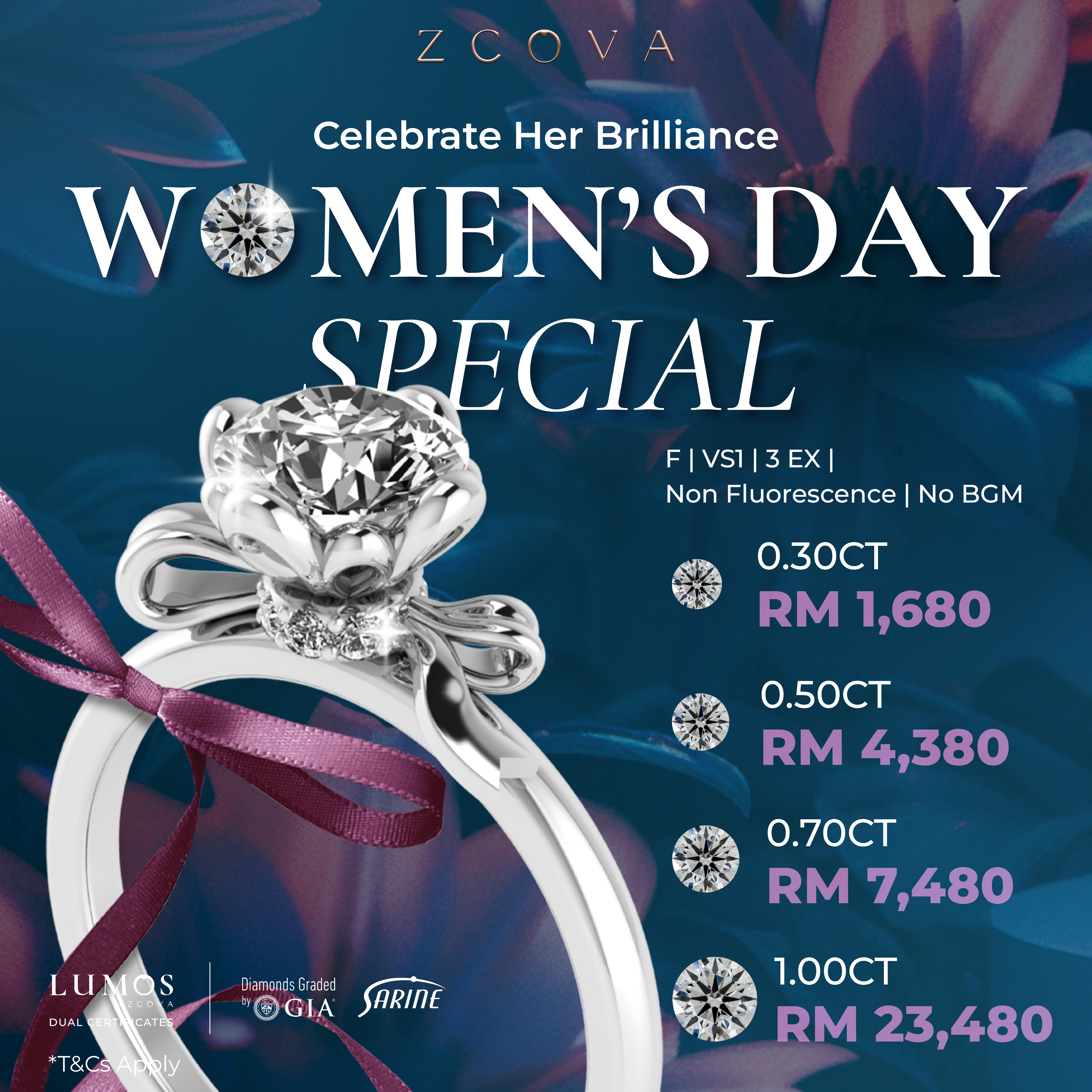 Celebrate the Women who Inspire You : Natural Diamonds from only RM1680!