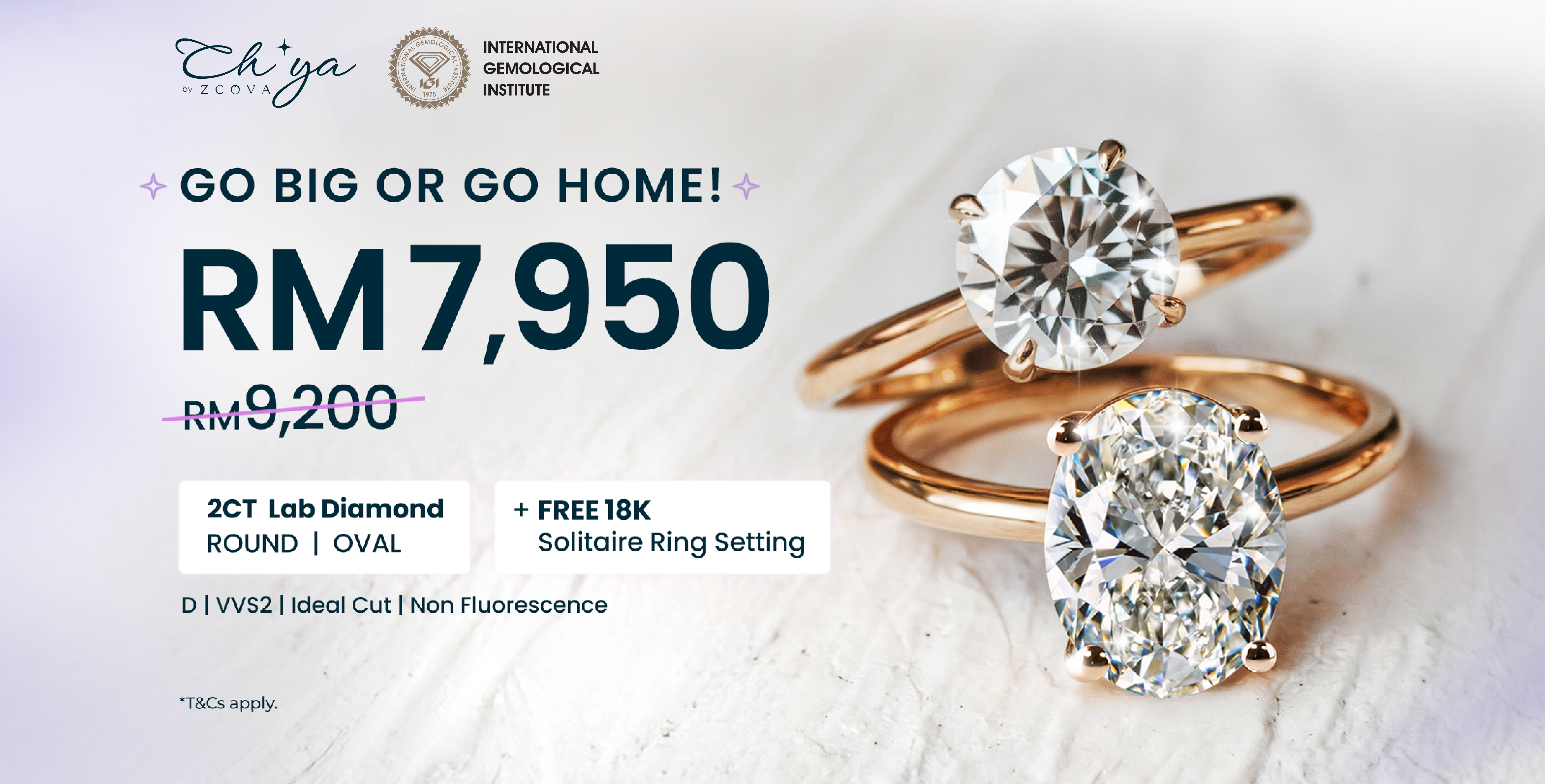 Bigger Diamonds, Bigger Savings : FREE 18k Ring Setting with Purchase of 2ct!