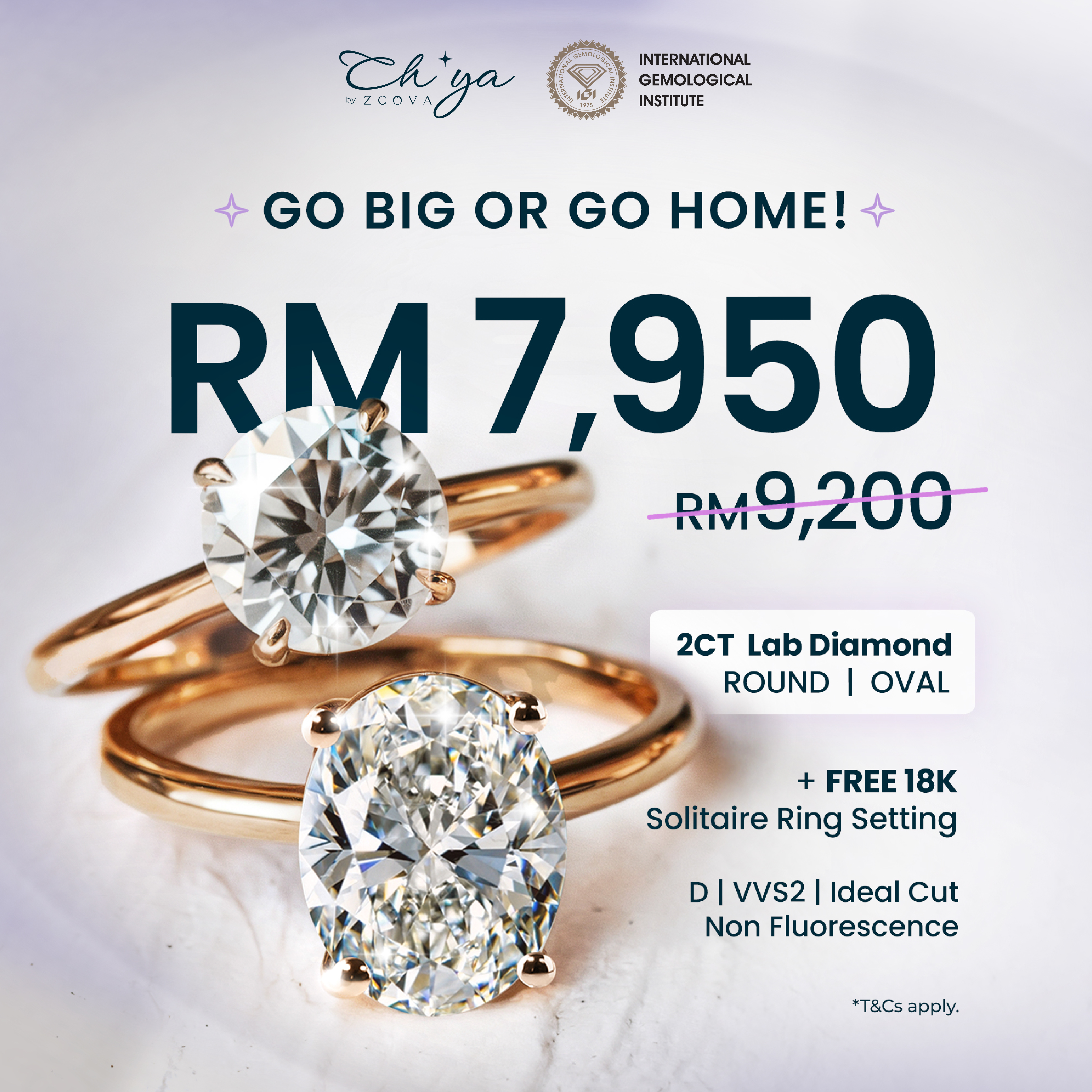 Bigger Diamonds, Bigger Savings : FREE 18k Ring Setting with Purchase of 2ct!