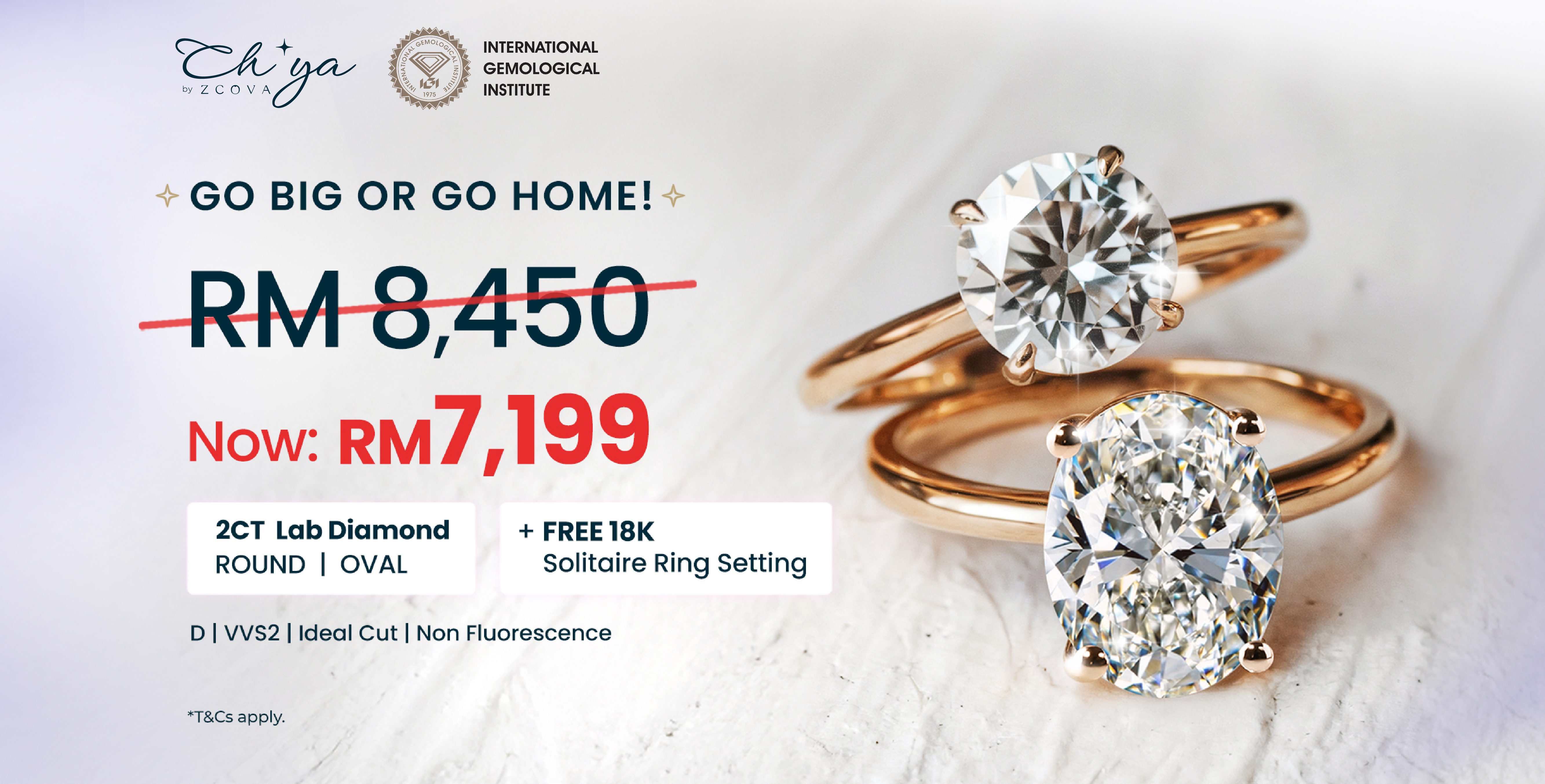 Bigger Diamonds, Bigger Savings : FREE 18k Ring Setting with Purchase of 2ct!