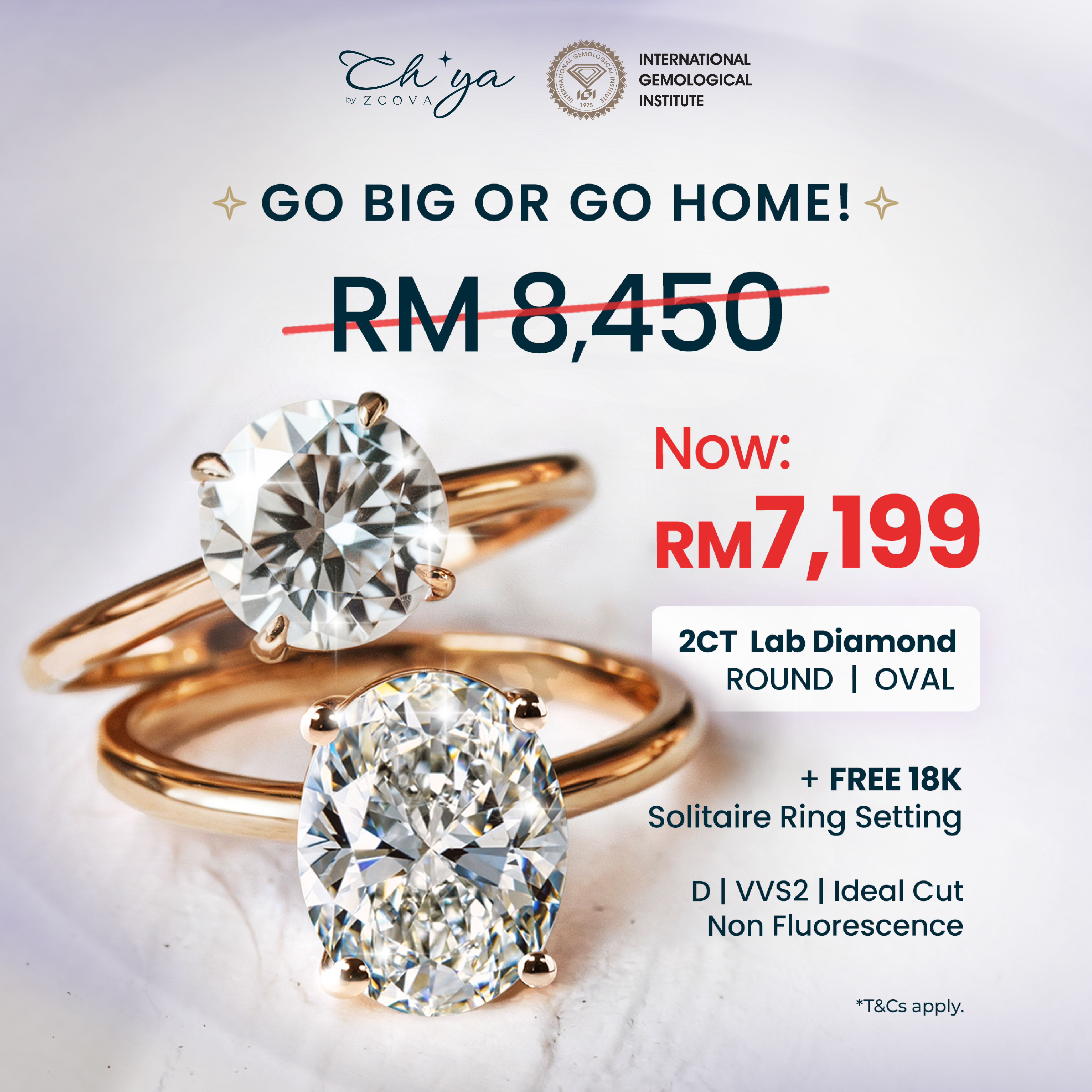 Bigger Diamonds, Bigger Savings : FREE 18k Ring Setting with Purchase of 2ct!