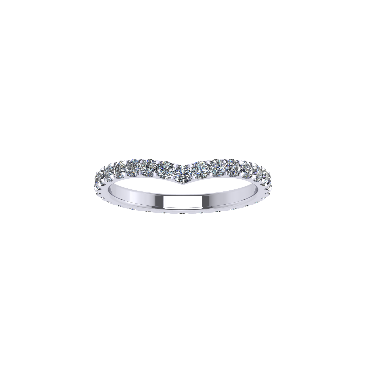 2mm V-shaped Diamond Pave Full Eternity Ring in 18K Gold | ZCOVA