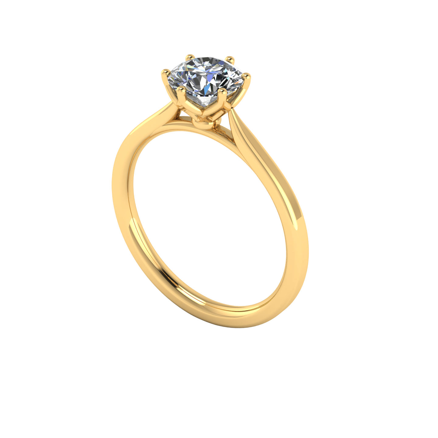 Tulip Cathedral 6 Prong Engagement Ring in 18K Gold | ZCOVA